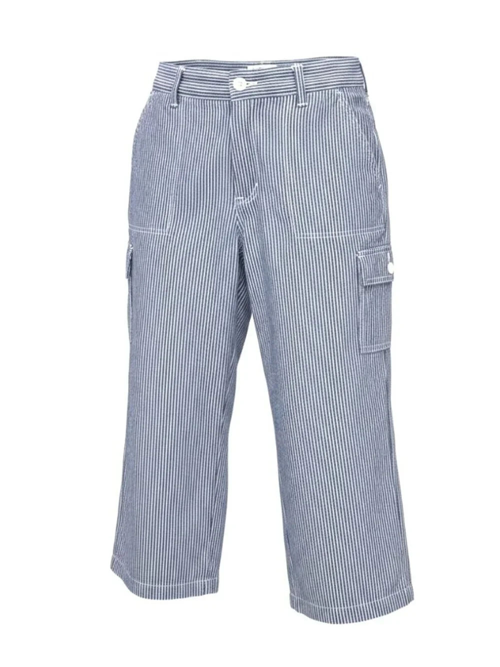Talbots Blue White Railroad‎ Striped Cargo Crop Pants